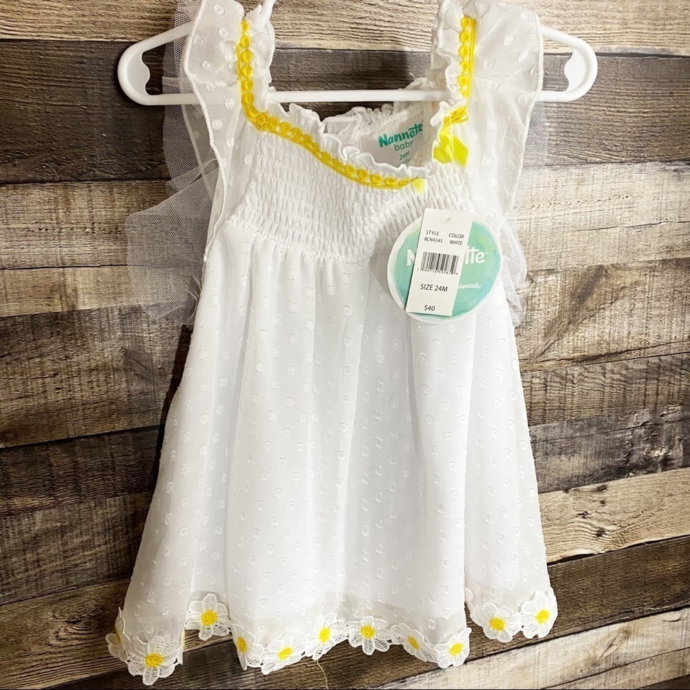 NWT Nannette Baby Daisy White Yellow Dress